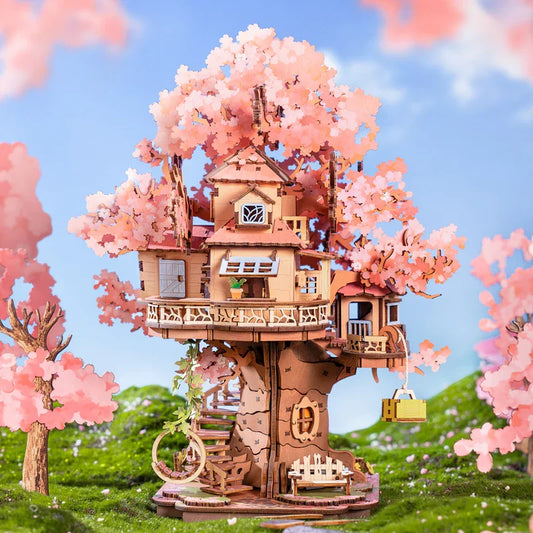 Robotime Rolife Sakura maison d'arbre Puzzles 3D bricolage modèle jouet de construction Kits d'artisanat en bois passe-temps pour enfants casse-tête cadeau