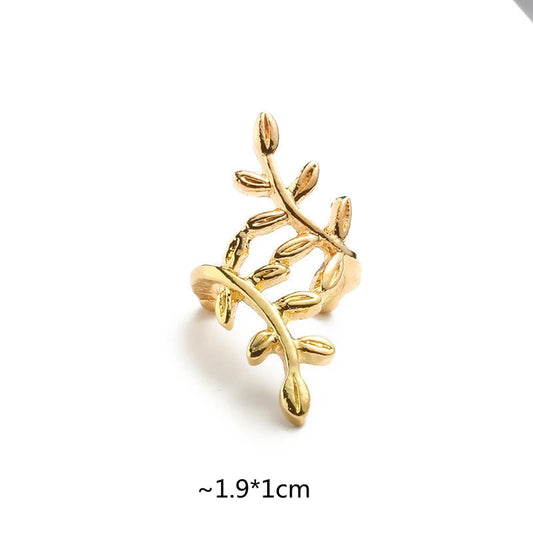 Boucles d'oreilles à Clip en feuilles pour femmes, couleur or, feuille en métal,
