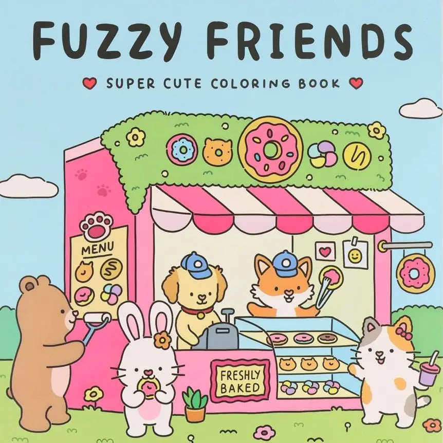 FUZZY FRIENDS Livre de coloriage mignon et confortable pour adultes et adolescents avec des créatures adorables dans des moments Hygge confortables pour la relaxation
