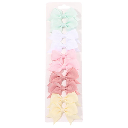Pinces à cheveux avec nœuds pour enfants, couleur unie, pour bébés filles, ruban fait à la main, épingle à cheveux, Barrettes, accessoires pour cheveux du nouvel an, 10 pièces/ensemble