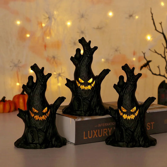 Lanterne fantôme Led pour arbre fantôme, décoration d'halloween, lueur nocturne, visage fantôme, souche d'arbre, atmosphère de Festival, décoration d'horreur