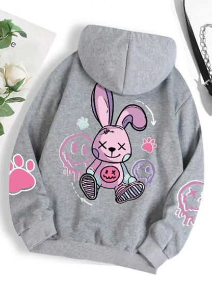 Sweats à capuche surdimensionnés College pour femmes, Hip Hop, Streetwear décontracté, Sweat à capuche Smile, Nouveau, PVD, Automne, Hiver