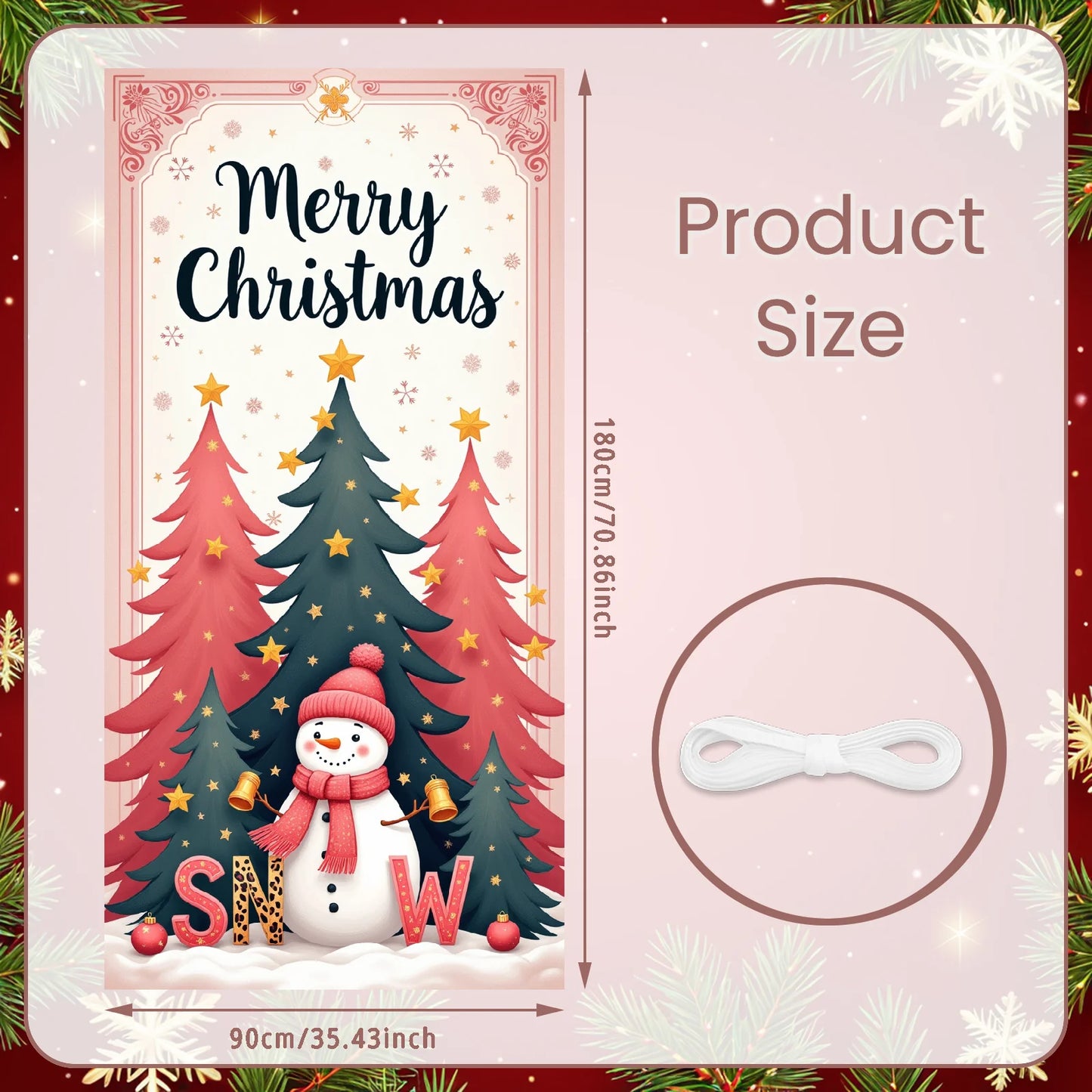 Drapeau suspendu de noël, bannière de porte de porche, décorations de noël pour la maison, ornements 2025, cadeaux de noël, décor du nouvel an 2026