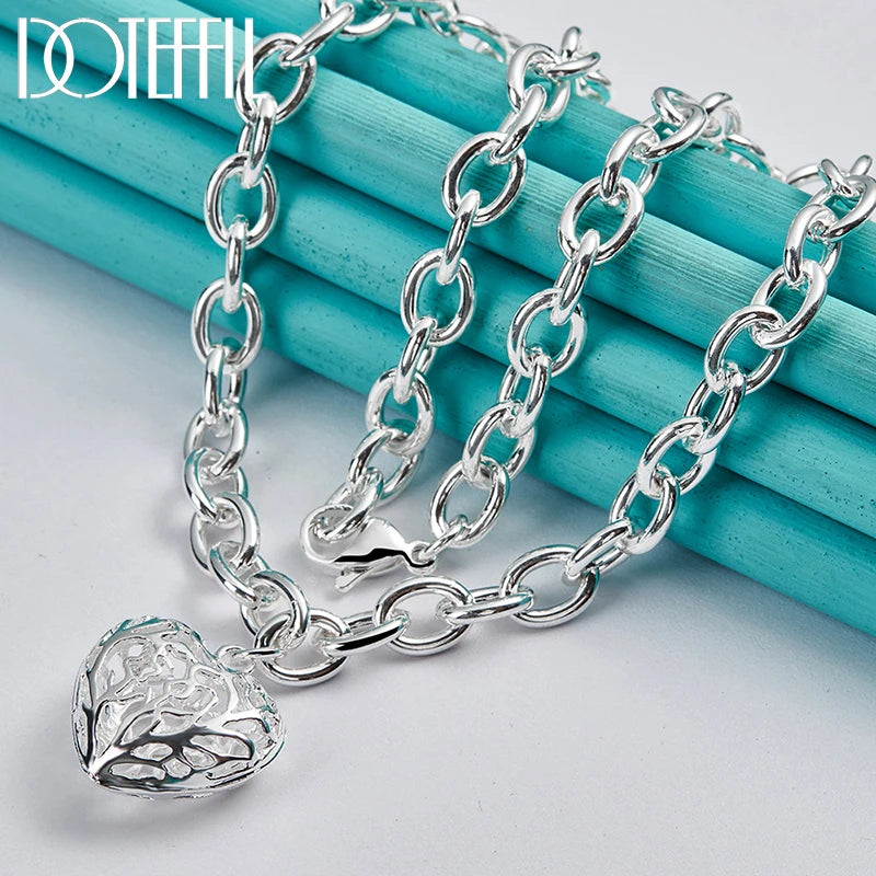 DOTEFFIL 925 en argent Sterling coeur pendentif à breloque collier exquis Senior pour femme fête de mariage bijoux cadeau