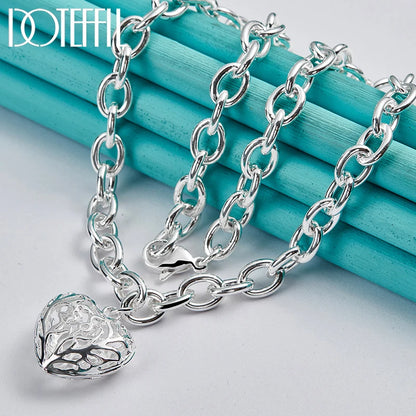 DOTEFFIL 925 en argent Sterling coeur pendentif à breloque collier exquis Senior pour femme fête de mariage bijoux cadeau