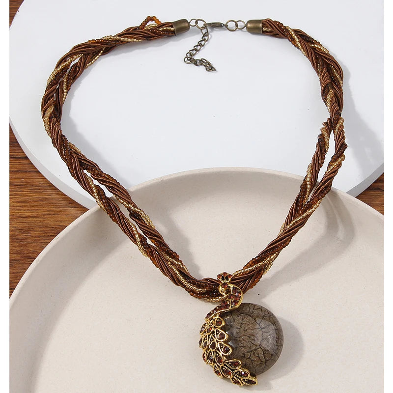 Collier ras du cou ethnique bohémien pour femmes, fait à la main, perles multicouches, bijoux de décoration en cristal