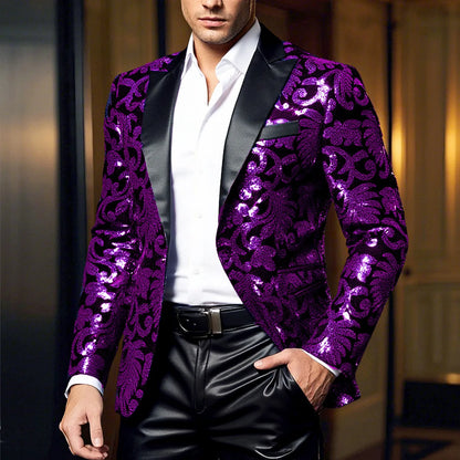 Vêtements d'extérieur pour performance sur scène à bouton unique orné de paillettes brillantes en bleu or vert violet Options pour veste de costume rouge pour hommes