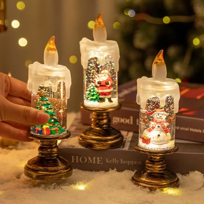 Décorations de Noël chaudes, lampe à vent, bougie ci-après, boule de cristal, lumières, flocon de neige, boîte à musique, cadeau de Noël, scène de Gand