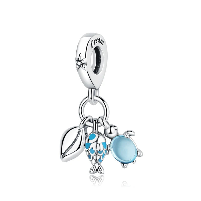 Original 925 en argent Sterling breloque perle amour chien chat patte Panda luciole pendentif breloques idéal pour bracelet colliers femmes bijoux