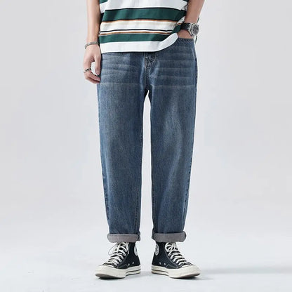 2025 nouveaux hommes d'été mince jean lâche conique décontracté rétro eau mâle coréen pantalon à la mode Streetwear hommes jean pantalon