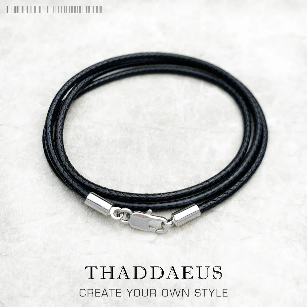 Collier en corde de cire avec ruban noir, tout nouveau brin, bijoux à la mode, Style européen, en argent Sterling 925, cadeau pour hommes et femmes