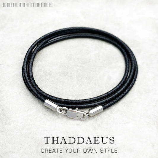 Collier en corde de cire avec ruban noir, tout nouveau brin, bijoux à la mode, Style européen, en argent Sterling 925, cadeau pour hommes et femmes