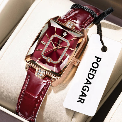 POEDAGAR classique luxe femmes montres étanche en cuir Date mode femme montre élégante de haute qualité Quartz femmes montre-bracelet