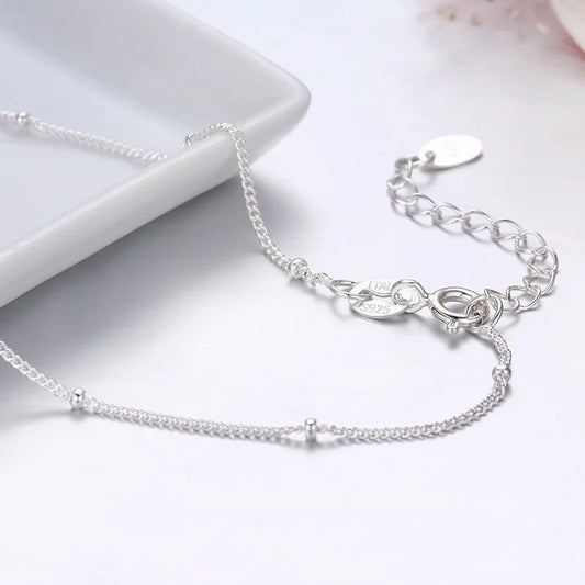 Bracelet de cheville fin en argent regardé 925 pour femme, perle gourmette, bijoux de pied pour fille, bracelet de jambe, pieds nus, migrant illera, 22 + 3cm