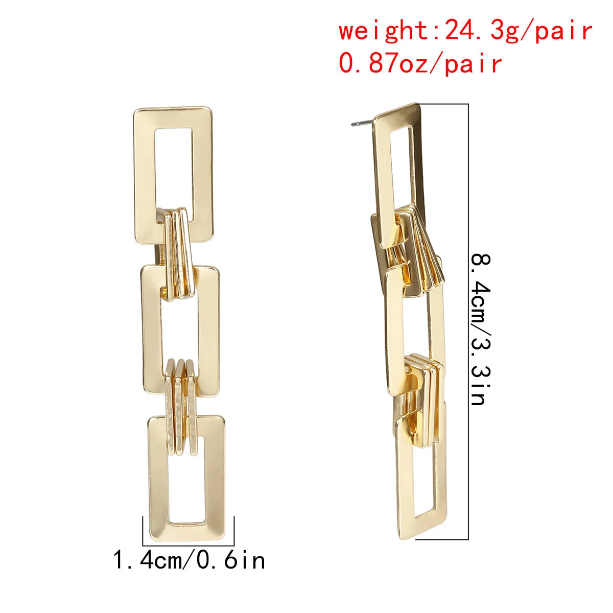 Boucles d'oreilles longues en métal pour femmes, Vintage, creux doré, géométrique, rectangulaire,