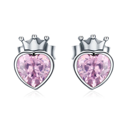 WOSTU boucles d'oreilles cœur fleur 100% argent Sterling 925 perle petites boucles d'oreilles pour femmes mariage fiançailles bijoux cadeaux