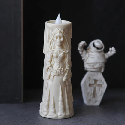 Lumières de crâne d’Halloween, bougies lumineuses LED, décorations effrayantes, accessoires décoratifs, mariée et marié fantômes, ornements de lampe de couple