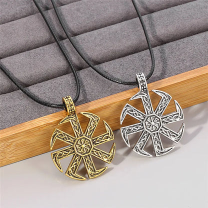 Collier symbole Kolovrat slave pour hommes, roue solaire païenne, Talisman, amulette, chaîne à maillons, pendentif, bijoux religieux pour hommes