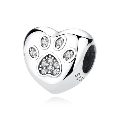 Original 925 en argent Sterling breloque perle amour chien chat patte Panda luciole pendentif breloques idéal pour bracelet colliers femmes bijoux
