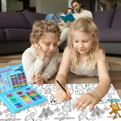 Ensemble de pinceaux de peinture graffiti pour enfants, stylo d'interconnexion, apprentissage d'art, boîte d'acquisition de papeterie, jouets pour enfants, rose, bleu, 86 pièces par ensemble