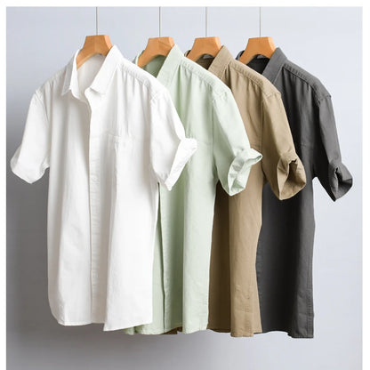 Chemises à manches courtes en pur coton pour hommes, Streetwear fin et doux, Vêtements décontractés, Nouveau, Été, FY723