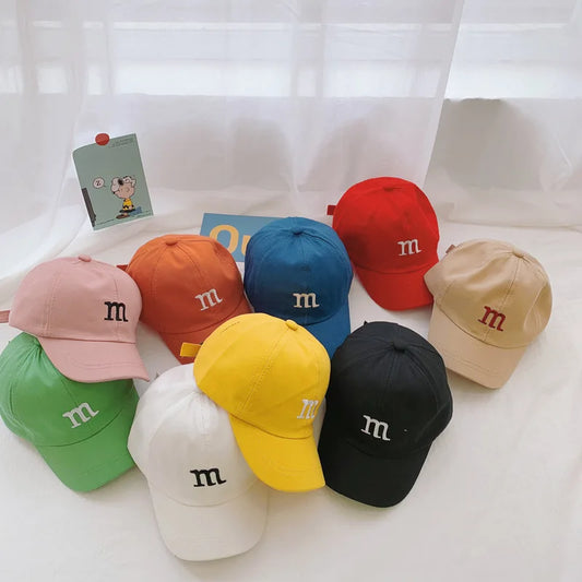 Casquette de baseball brodée lettre M pour enfants, chapeau de soleil pour bébé, casquettes à visière pour tout-petits, printemps, été, fille, garçon