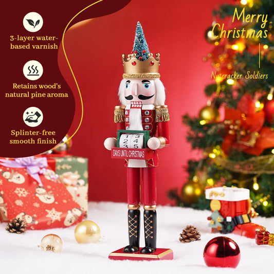 Casse-noisette de noël 40CM, couronne d'arbre de noël, calendrier, article décoratif, artisanat en bois, décoration de Festival pour la maison ou le bureau