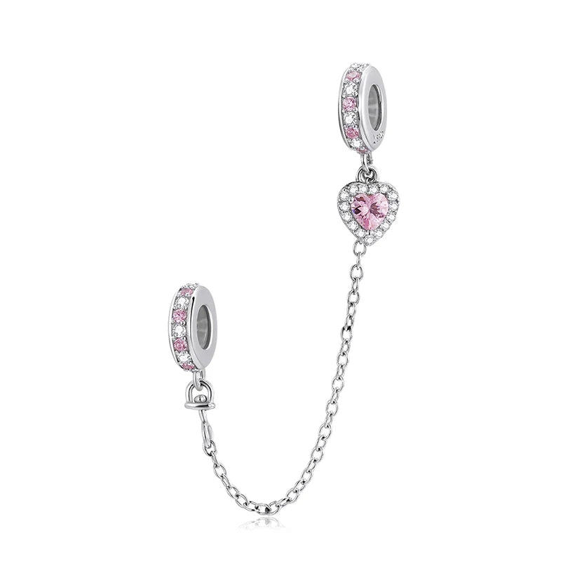 Meilleure vente 100% argent Sterling 925 la clé de coeur silicone sécurité chaîne breloque Wostu Original perles Bracelet bijoux CQC606