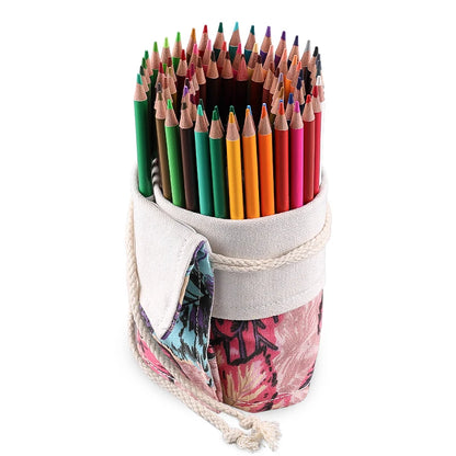 Trousse à crayons en tissu coloré 12/24/36/48/72 trous, sac de rangement pour crayons cosmétiques, rouleau de crayons, fournitures scolaires 050045