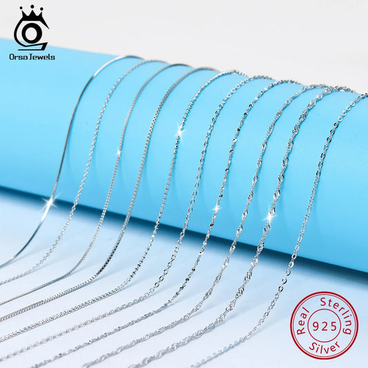 ORSA JEWELS véritable 925 collier en argent Sterling Figaro joint torique chaîne de cou torsadé serpent barre singapour boîte chaîne collier femmes 1
