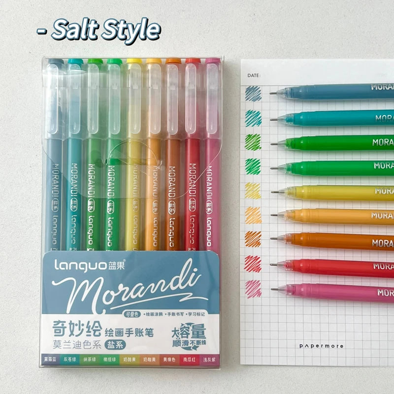 PHANTACI - 9 pièces/ensemble stylo à encre Gel 0.6mm