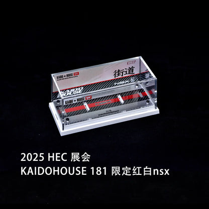 1:64, limité au North Exhibition Center NSX Blanc et Rouge No. 181, un modèle de jouet de voiture miniature statique moulé sous pression en alliage.