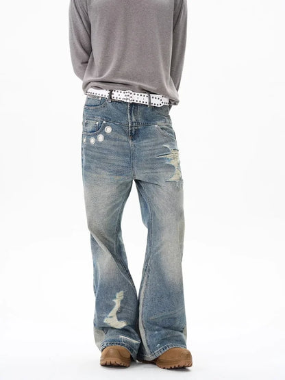Trashy Y2K 2000S Vintage bleu Patchwork Baggy empilé déchiré jean pantalon pour femmes Designers vêtements décontracté dame Denim pantalon