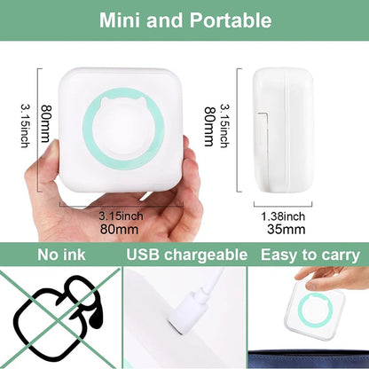 Mini imprimante photo sans fil pour iPhone et Android, imprimante d'étiquettes, impression thermique portable BT, attro