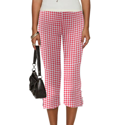 Pantalon Capri pour femmes, couleur unie, décor avec nœud, pantalon court décontracté, extensible, Leggings courts, été