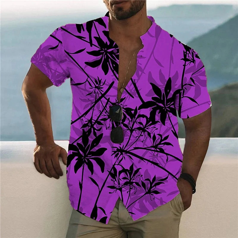 AMP Tree-Chemise hawaïenne imprimée en 3D pour hommes, chemise de plage pour hommes, chemisier à manches courtes, chemises en Y à la mode, 3XL, 2023