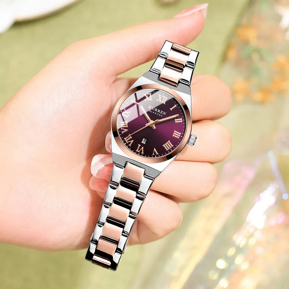 CURREN montre femmes,  Bracelet en acier inoxydable montres analogiques Date