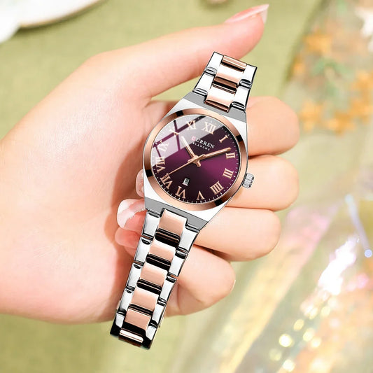 CURREN montre femmes,  Bracelet en acier inoxydable montres analogiques Date