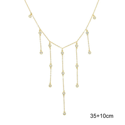 Collier ras du cou en argent Sterling 925 pour femmes, Station CZ transparente, multi-charmes, à la mode, délicat, points Disco, goutte d'eau, pendentif