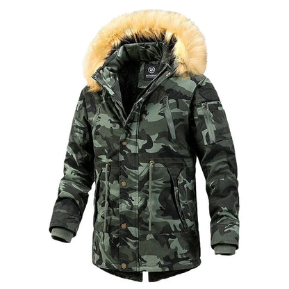 Hommes hiver à capuche longues doudoune nouveau mâle Camouflage décontracté pardessus chaud Parkas qualité homme en plein air longs manteaux d'hiver 3XL