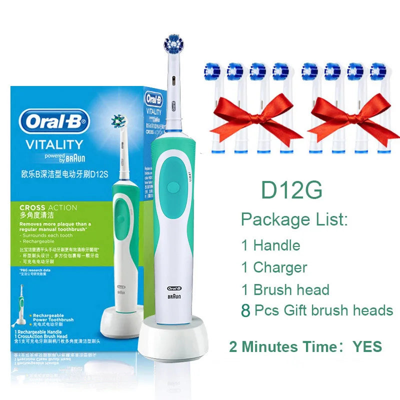 Oral B brosse à dents électrique Rotation nettoyage Oral 3D dent blanche adulte vitalité brosse à dents charge inductive + tête de brosse cadeau