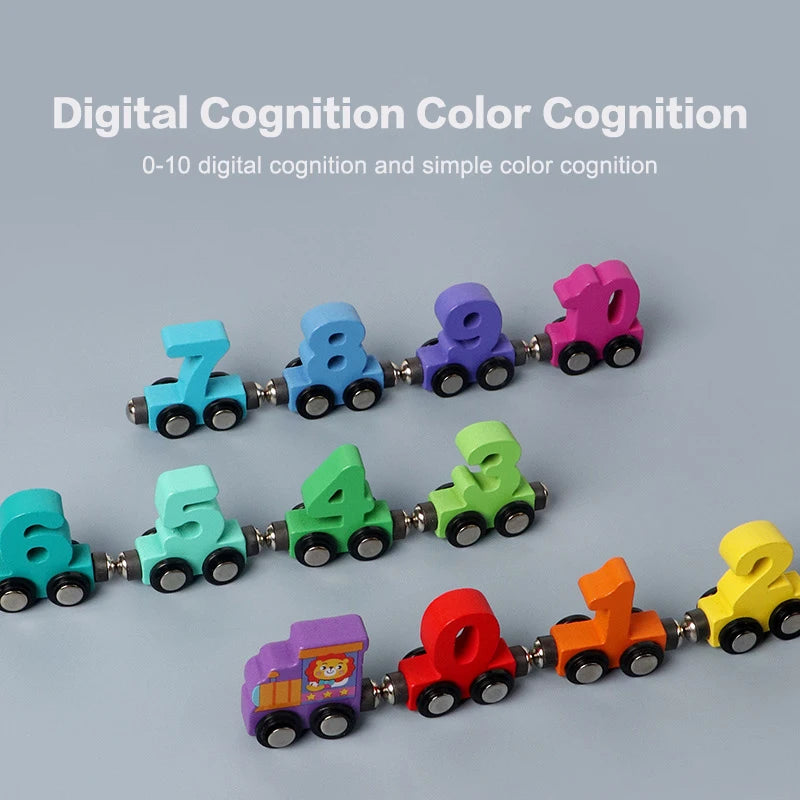 1 ensemble de jouets de Train à chiffres magnétiques en bois, jouet éducatif Montessori, Kit de Train, apprentissage de la Cognition précoce, ensembles d'enseignement pour les tout-petits