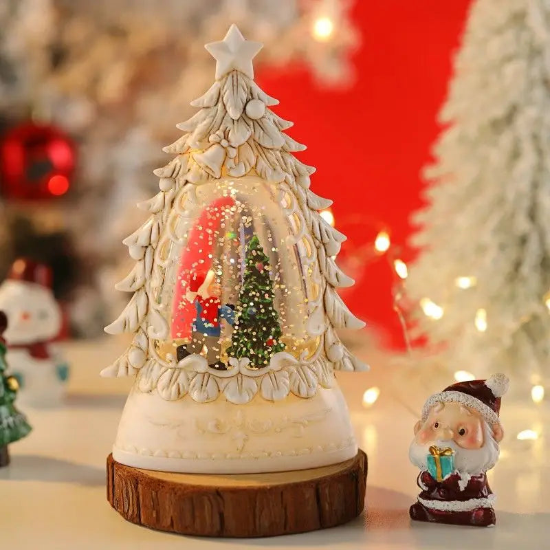 Les veilleuses lumineuses de Noël décèrent le bureau avec des flocons de neige et des lanternes à vent de Noël créant une atmosphère festive