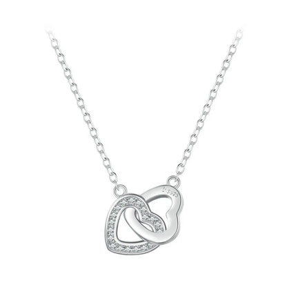 BAMOER 925 en argent Sterling connecté coeur pendentif collier pour petite amie saint valentin cadeau bijoux fins SCN181