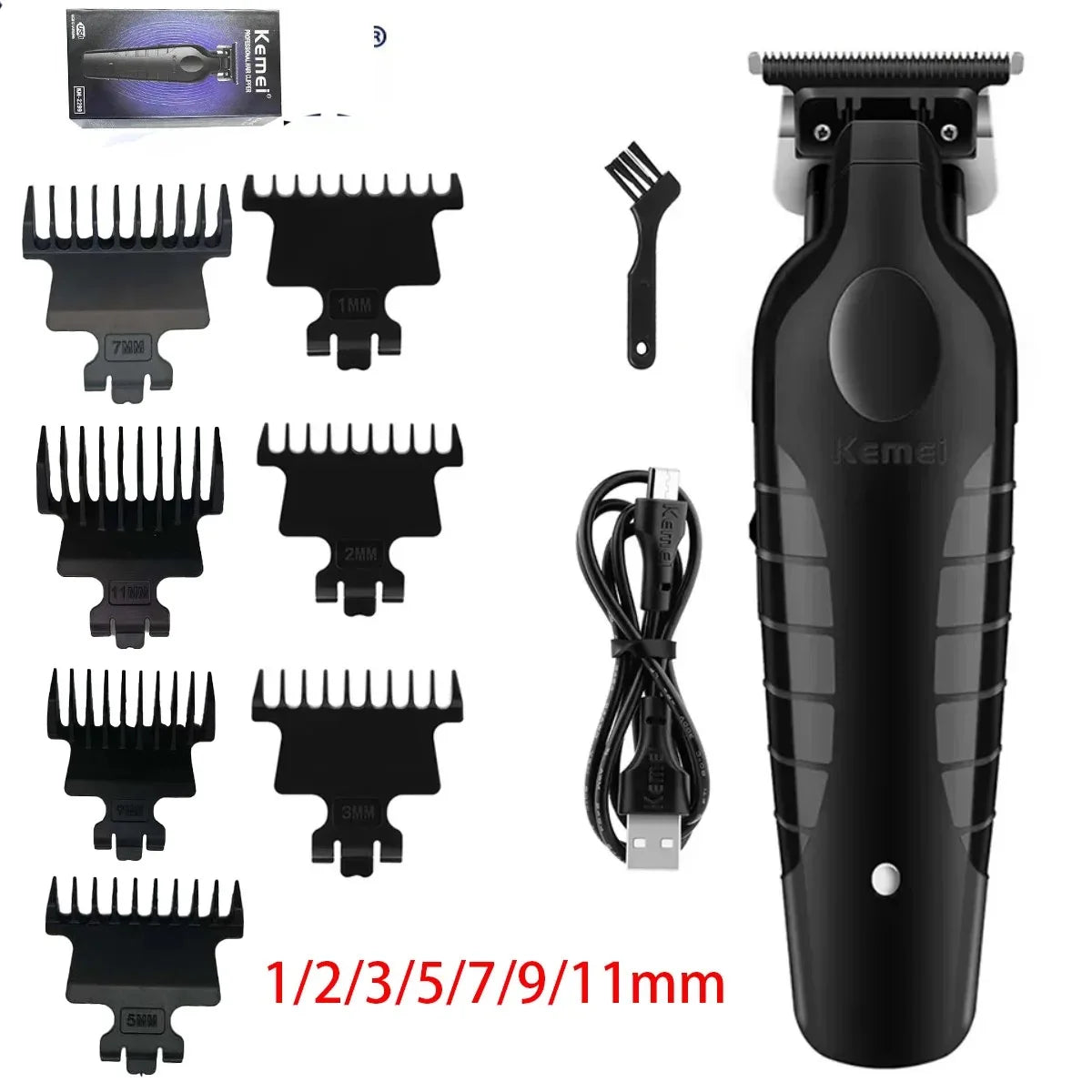 Kemei 2299 barbier zéro écart tondeuse professionnelle sans fil 0mm