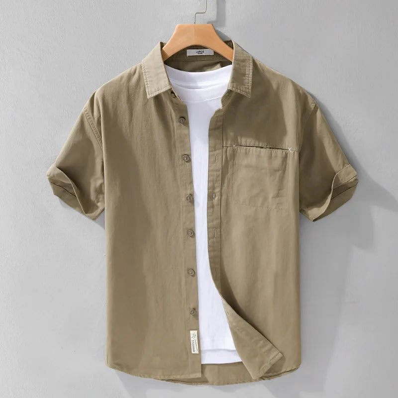 Chemises à manches courtes en pur coton pour hommes, Streetwear fin et doux, Vêtements décontractés, Nouveau, Été, FY723