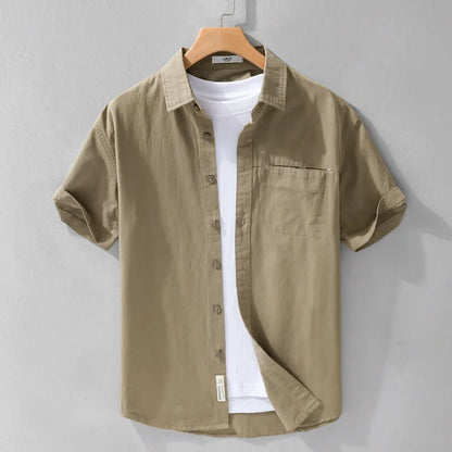 Chemises à manches courtes en pur coton pour hommes, Streetwear fin et doux, Vêtements décontractés, Nouveau, Été, FY723