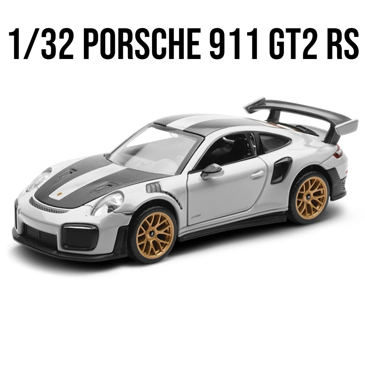 Modèle de voiture jouet Porsche 911 GT2 RS Carrera, course en métal moulé sous pression, Miniature, son et lumière, Collection cadeau pour garçons, 1/32