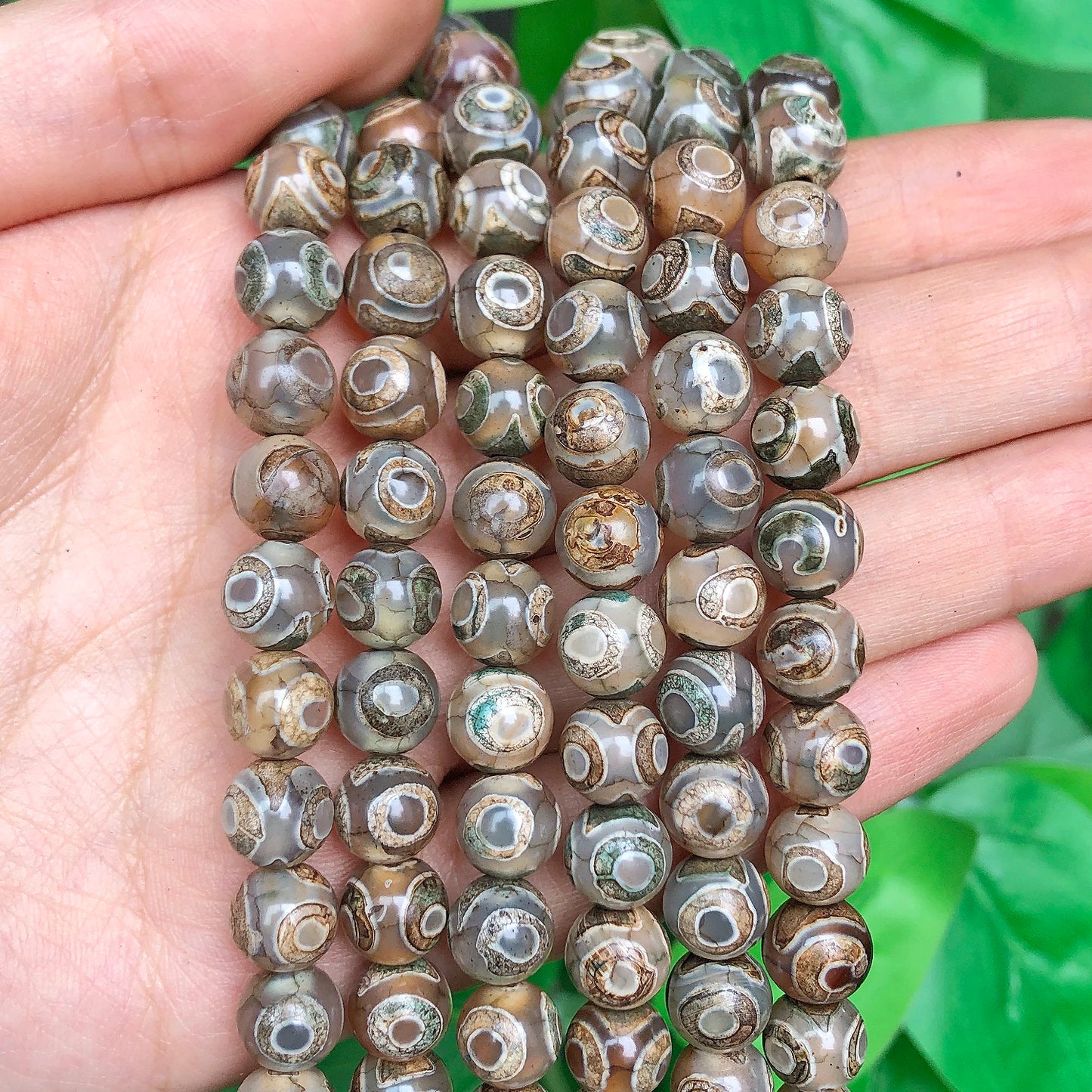 Perles rondes de football tibétaines en pierre naturelle d'agate DZI, 8mm 10mm, entretoise ample ronde pour la fabrication de bijoux, accessoires de bracelet à faire soi-même