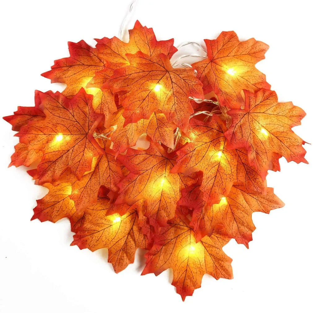 2/3/6M décoration de noël feuilles d'érable artificielles feuilles lumière LED chaîne lanterne guirlande maison fête bricolage déco Halloween nouveau oui